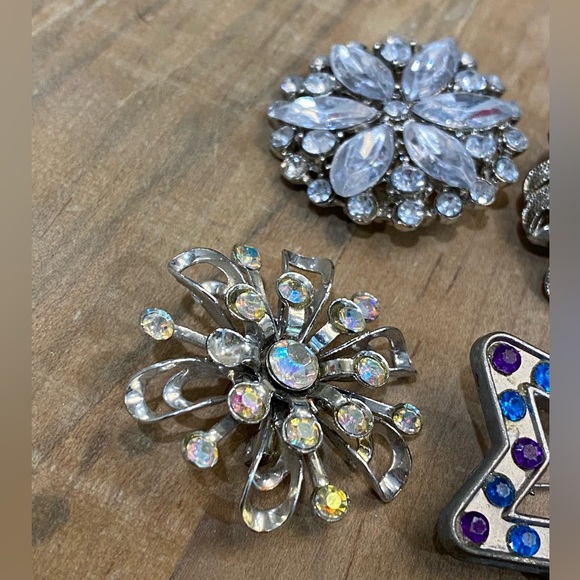 6 fun unique rhinestone pearl silver gold brooches - Picture 6 of 11